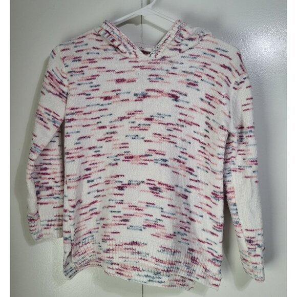 DKNY Girls SZ LG 14-16 Multicolor Pink Confetti Hooded Chenille Sweater Pullover - Picture 1 of 8